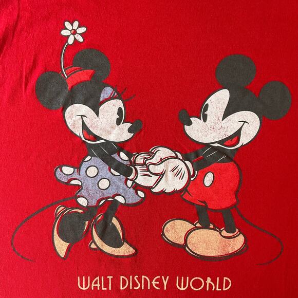 Disney Women’s Short Sleeve T-shirt size L, Red, Mickey & Minnie Mouse - Picture 6 of 7